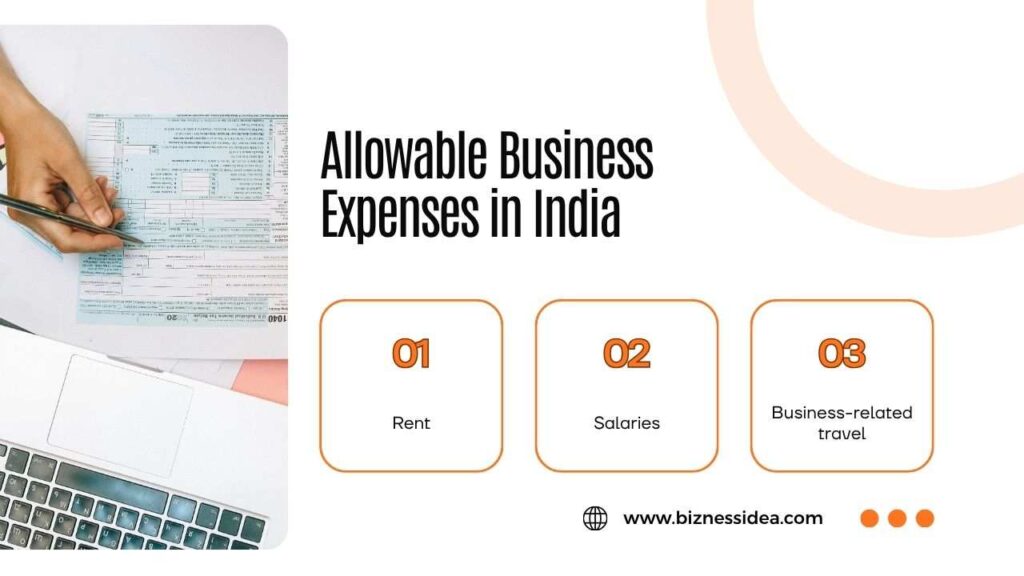 A picture showing some Allowable Business Expenses in India