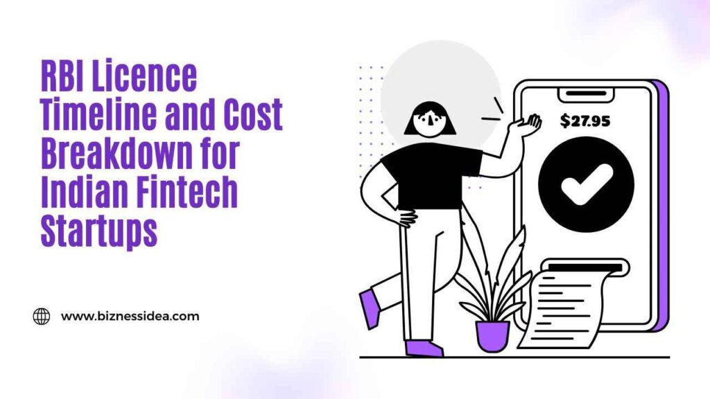 A visual to elaborate RBI Licence Timeline and Cost for Indian Fintech Startups
